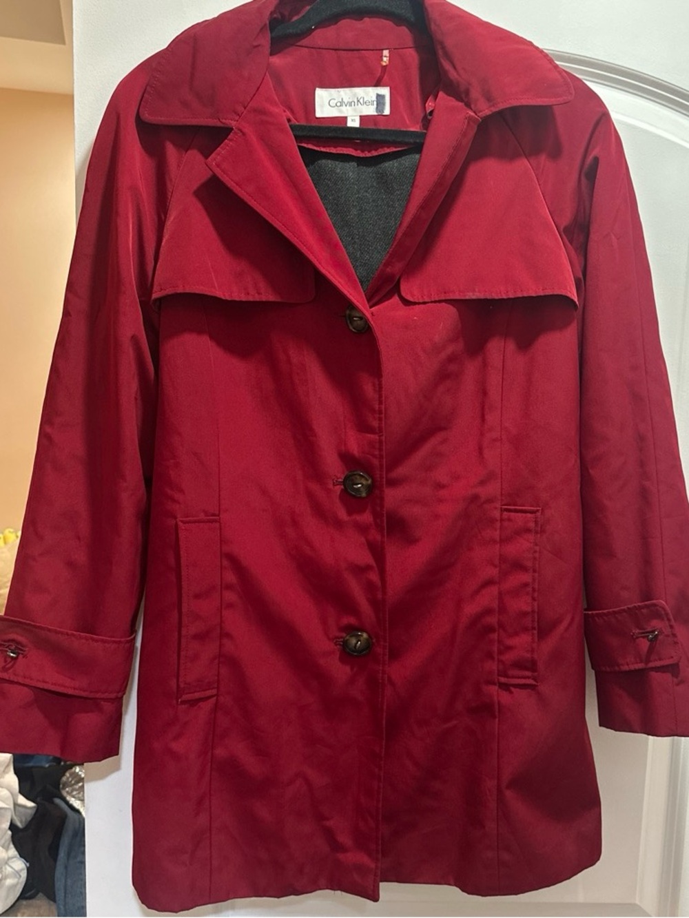 Calvin Klein Women's Crimson Single-Breasted Trench Coat